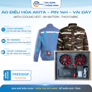 Động Cơ 24V Áo Quạt Điều Hòa AKITA Pin 8–14H Nhỏ Gọn Vải Dày Bền Đẹp 2 Quạt Làm Mát Nhanh Pin Dung Lượng Lớn Dùng Cho Công Nhân Lao Động Đi Phượt Làm Việc Ngoài Trời Gió Mạnh Êm Ái Thoáng Mát Tiện Lợi Dễ Sử Dụng
