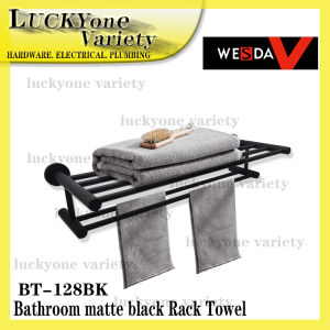 STAINLESS STEEL MATTE BLACK BATHROOM RACK TOWEL BT-128BK