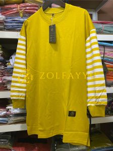 atasan wanita tangan panjang motif salur | kaos jumbo oversize | tshirt blouse lengan salur kekinian