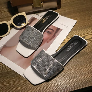 [Free Shipping] Crystal Rhinestone Flat Sequin Slippers Spring/Summer Casual Home And Outdoor Fashionable Durable WomenS Shoes For Summer