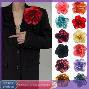 Graceful 15cm Fashion Large Flower Brooch Clip Satin Fabric French Flower Brooch Handmade Suit Sweater Coat Decor Pins Brooches