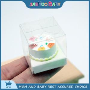 JiaShuo Baby Toy บ้านตุ๊กตาเค้กการ์ตูน1 12พร้อมกล่องใสโมเดลบ้านตุ๊กตาจำลองขนมหวานของตกแต่งบ้านตุ๊กตาอุปกรณ์ตกแต่งอาหาร