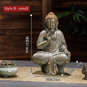 รูปปั้นและประติมากรรมพระพุทธรูปไทยที่สง่างาม1ชิ้น-ช่วยเพิ่มการตกแต่งบ้านด้วยงานฝีมือเรซินแบบเอเชียตะวันออกเฉียงใต้ที่เงียบสงบ