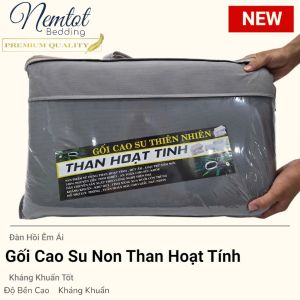 🎋NEW🎋 Gối Cao Su Non Than Hoạt Tính Kháng Khuẩn Đàn Hồi Không Xẹp Lún Chính Hãng _ Nemtot Bedding