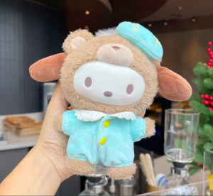 Toptoy Kawaii Sanrio Family Latte Baby Series Plush Doll Vinyl Face Pendant Stuffed Toy Bag Couple Charm Kuromi Model Toy New Year Birthday Gift