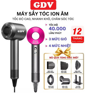 Máy Sấy Tóc Ion Âm 2 Chiều GDV Nóng Lạnh Chăm Sóc Tóc Tốc Độ Có 3 Chế Độ Sấy Tặng Kèm 5 Đầu Sấy Tạo Kiểu - Màu Ngẫu Nhiên - Hàng Chính Hãng