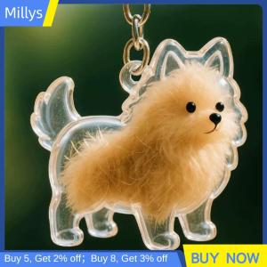 Millys กล่องเก็บขนสัตว์เลี้ยงรูปทรงสุนัขทำมือแบบ DIY พวงกุญแจขนสัตว์เลี้ยงแบบโปร่งใสอุปกรณ์ตกแต่งของที่ระลึกของสะสม