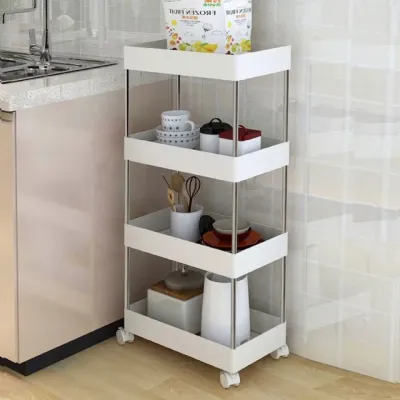 Kệ Nhựa Chữ Nhật Để Đồ 4 Tầng Đa Năng Có Bánh Xe Di Chuyển - Hàng Loại 1