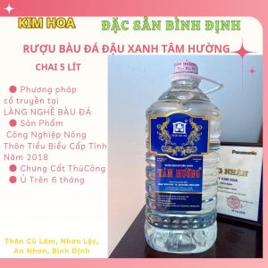 Rượu bàu đá Đậu xanh TÂM HƯỜNG 5 lít - Đặc sản Bình Định- Làng Nghề truyền thống BÀU ĐÁ OCOP -  rượu đậu xanh rượu ngâm thuốc quà tặng. KIM HOA