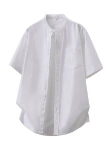 Popular Mens Clothing /2026 Spring and summer new linen shirt with small stand-up collar fashionable and versatile casual long-sleeve and short-sleeve options