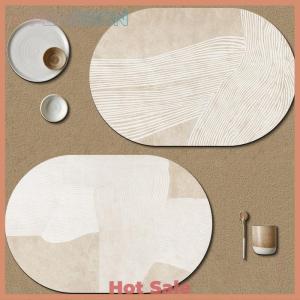 [A Peassion]💖[HOT SALE]🎈🎈 Leather Placemat Oval Oil-Proof Table Mat Home Dining Kitchen Table Placemat Design Dining Waterproof Heat Resistant Home Decor