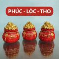 COMBO 3 Hũ Đựng Muối Gạo Tài Lộc Thần Tài May Mắn, Trang Trí Bàn Thờ Chiêu Lộc, Màu Vàng- Đỏ. 