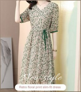 Waist-slimming Five-quarter Sleeve Skirt Three-dimensional Cut Commuter Fashion Long Skirt