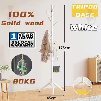 [✅SG Ready Stock] 100% solid wood Wooden Clothes Hanger Rack Nordic Style Clothes Hanger Hook Bedroom Coat Stand Rack
