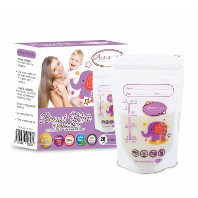 Autumnz Double Ziplock Breastmilk 28 Storage Bags 3.5oz/5oz/7oz/10oz/12oz