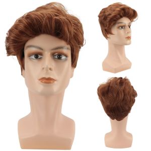 ER52858 ซินเธติก วิกผมสังเคราะห์สำหรับผู้ชาย ฟูฟ่อง คอสเพลย์ ชิ้นผมทูเป้แบบหลายชั้น หัวเต็ม ธรรมชาติ แฟชั่นผมสั้น งานปาร์ตี้แต่งตัว