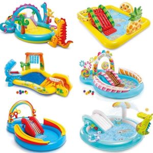 INTEX inflatable Children Kids baby Swimming Pool with water Slide Playground dinosaur dinasour kolam theme playground
