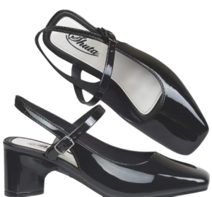 Womens Casual Glossy 5CM High-Heeled Black Shoes Non-Slip Waterproof Rubber Durable for All Seasons for Outings& Versatile with Comfortable Outdoor 095523