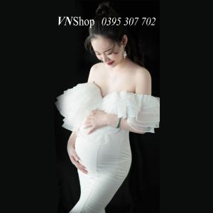 #059M- Đầm bầu chụp ảnh thanh lịch dễ thương