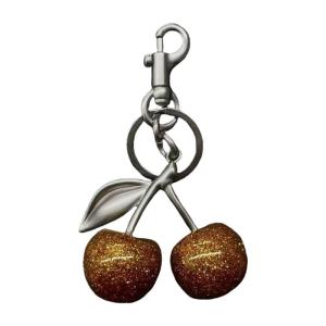 Sparkling Resin Cherry Key Ring Purse Decoration Everyday Use Shape Keychain Fashionable Women Handbag Accessory