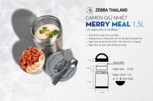 Camen giữ nhiệt Zebra Merry Meal có ngăn trong - Tặng Muỗng