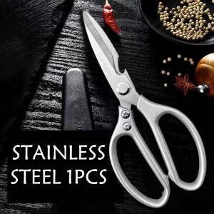 ProSteel CutMaster: Ultimate All-Steel Kitchen Shears for Home and Industrial Use - Stainless Poultry Bone Meat Scissors with Unrivaled Durability and Precision Performance."