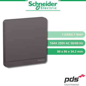 Schneider AvatarOn 1Gang 1Way Light Switch 16 AX at 250 V AC 50/60 Hz - Dark Grey
