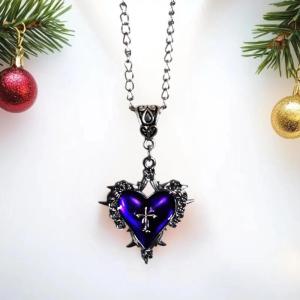 [fenggongshuode] Gothic Death Cross Necklace For Women Man Fashion Witch Jewelry Accessories Gift Thorn Rose Red Heart Pendant Choker New