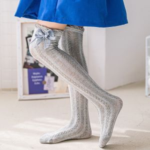 Calcenubes dễ thương bướm dệt kim vớ cao đến đầu gối cho bé gái thiết kế lưới thoáng khí với chi tiết nơ hoàn hảo cho mùa xuân và mùa hè