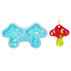 Casting MoldsSilicone Pendant Resin Molds with Hole Mushroom Resin Mold DIY Keychain Silicone Mould