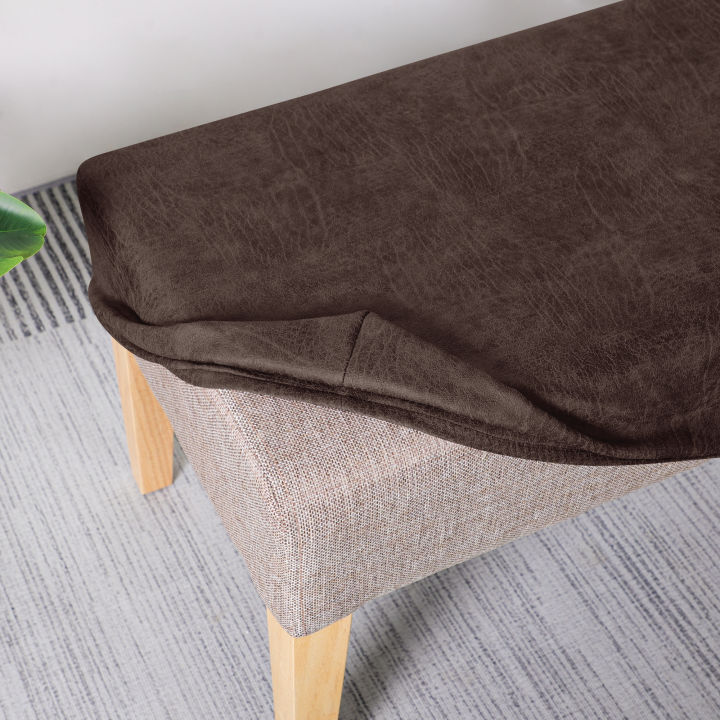 FORCHEER%20Bench%20Cover%20for%20Dining%20Room%201%20Piece%20130-140CM%20Stretch%20Retro%20Faux%20Leather%20Dining%20Bench%20Slipcover%20Rectangle%20With%20Seatbelt%20Anti-Dust%20Removable%20-%20Image%207
