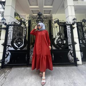 Dress Amira Gamis polo linen polos premium gamis lebaran gamis lebaran busui friendly kekinian