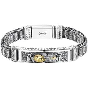 【MISUITY】Lucky Pixiu Bracelet Mens Transfer Bead Bracelet [Fortune and Good Luck] Six-character Mantra Tube Bracelet