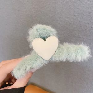 Plush Hair Claw Elegant Acrylic Hairpins Faux Fur Hair Clip Barrette Crab Headwear for Women Girls
