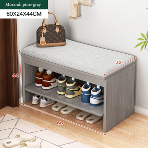 Shoe Bench Integrated Door Entrance Wooden 2-in-1 Shoe Rack Sitting Shoe Rack 2 Layers 60/80cm Bench Padded Solid Wood