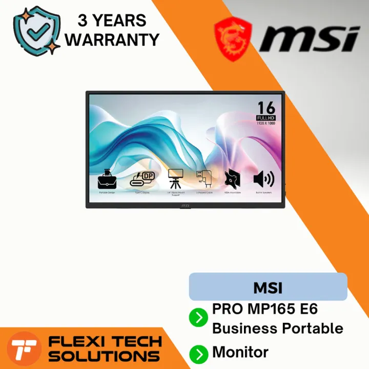 Flexi Tech MSI PRO MP165 E6 Business Portable Monitor