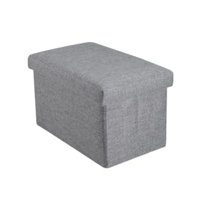 Foldable Storage Ottoman with Top Folding Toy Chest Storage Box Linen Fabric Ottomans Bench Foot Re