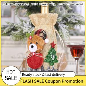 🚗🛵 Giáng sinh chai rượu vang bao gồm túi người tuyết Santa Claus rượu sâm banh chai Bìa tay Áo giáng sinh vui vẻ trang trí bàn năm mới