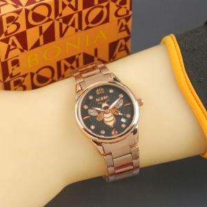 Box Exclusive Jam Tangan Bonia Bee VA-975DA / Jam Tangan Fashion Wanita Tali Rantai Diameter 32 cm