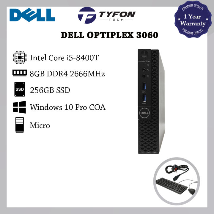 Dell Optiplex 3060 Micro i5-8400T 8GB DDR4 RAM 256GB SSD Win 10 