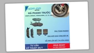 Má Phanh Trước/ Má Thắng Đĩa Piaggio Vespa Cao Cấp Xe LX LXV LT S ET Sprint Primavera Liberty Zip Medley...