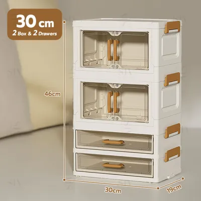 SIV Stackable Makeup Organizer with Clear Flip Doors – Cosmetic Storage Cabinet for Vanity