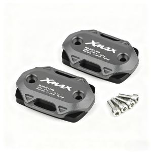 2PCS For YAMAHA XMAX 250/300 V2 V3 V1 2017-2025 2026 Motorcycle CNC Front Brake Reservoir Fluid Tank Oil Cup Cover Upper Pump Cover