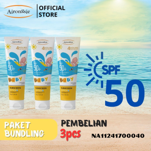 Airongsie Sunscreen Bayi & Anak Spf 50+ UVA UVB | Bundling 3 Pcs Waterproof 4 Jam 45 ml