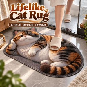MODERNLUX 40×60CM 50×80CM 60×90CM Lifelike Cat Floor Mat Non-slip Diatomaceous Earth Bathroom Carpet Creativity Water-absorbing Bedroom Door Rug Home Decor