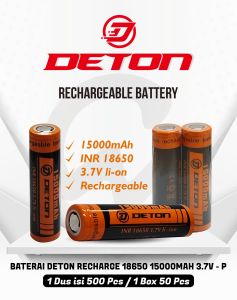 DETON Baterai Batre 18650 38V Cas Rechargeable Senter 37v 15000 Mah Li-ion UJUNG TIMBUL / RATA
