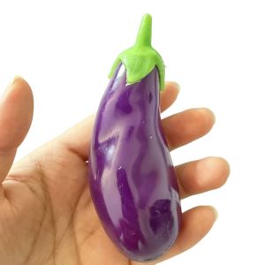 XYAX Super Soft Eggplant Squishy Toy Realistic Anxiety Relief Eggplant Squeeze Toy Creative Kneading Realistic Vegetables Pinch Office Desk Toy