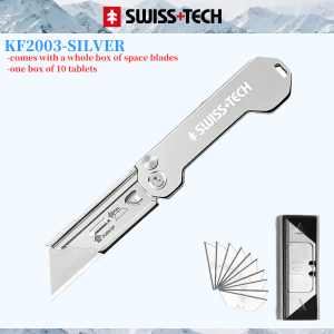 TL182 SWISSTECH Utility Knife Set /2-pack Quick Change Box Cutter Speed Release Folding Knife with Belt Clip