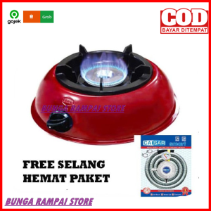 HOCK MUTIARA DELUXE 100MD Kompor Gas 1 Tungku Si Api Biru +Selang Regulaotor Paket sni warana acak