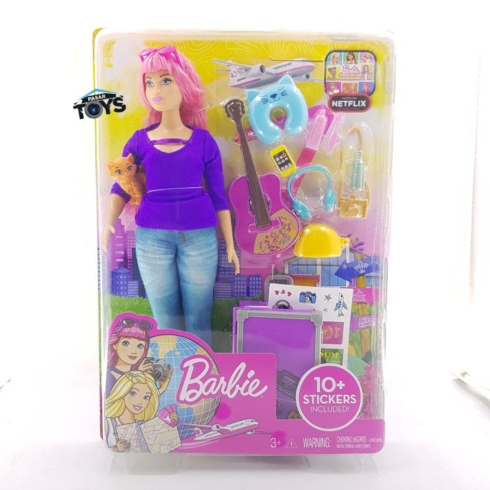 Barbie Daisy Doll,Pink Hair, Curvy, With Kitten, Guitar Original